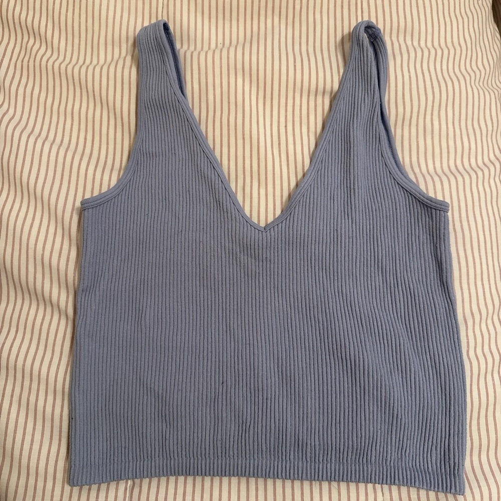 Forever 21 Gray Ribbed Crop Tank Top